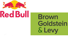 Red Bull, Brown, Goldstein, Levy sponsor logos